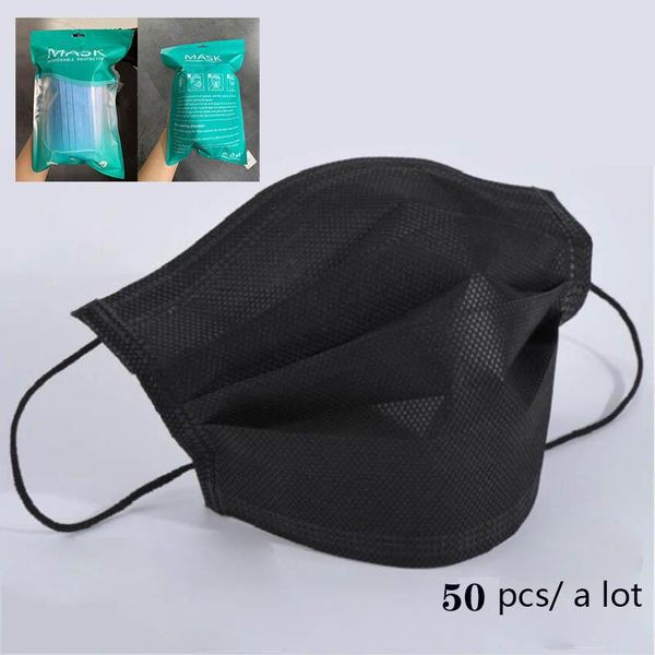 Disposable face mask adult kids pink mask 3 Layer black Dust Mouth Masks Cover 3-Ply Non-woven children with green