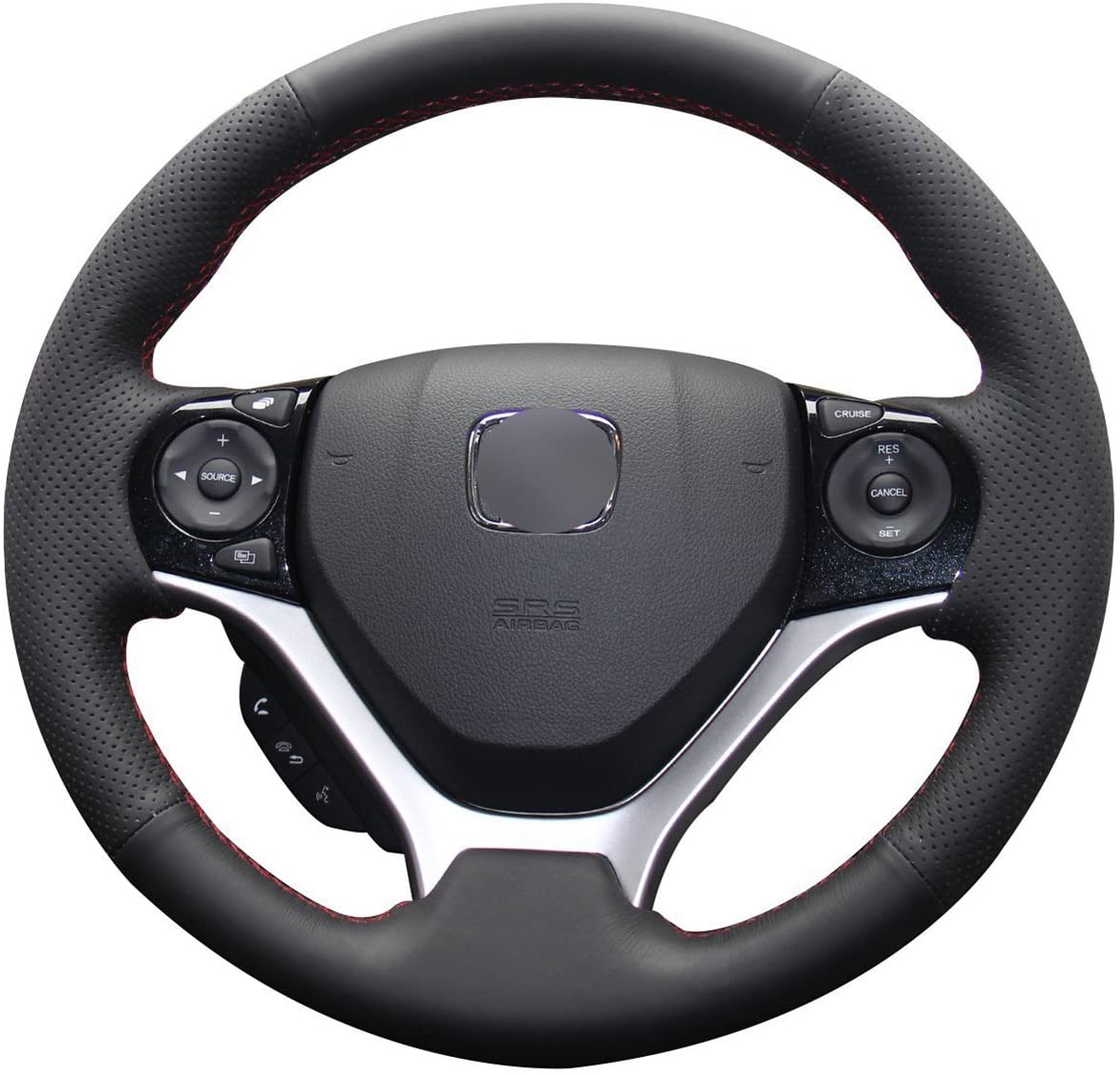 diy Black Genuine Leather Custom Fit Car Steering Wheel Cover for 2012-2015 Honda Civic 9 Interior Accessories