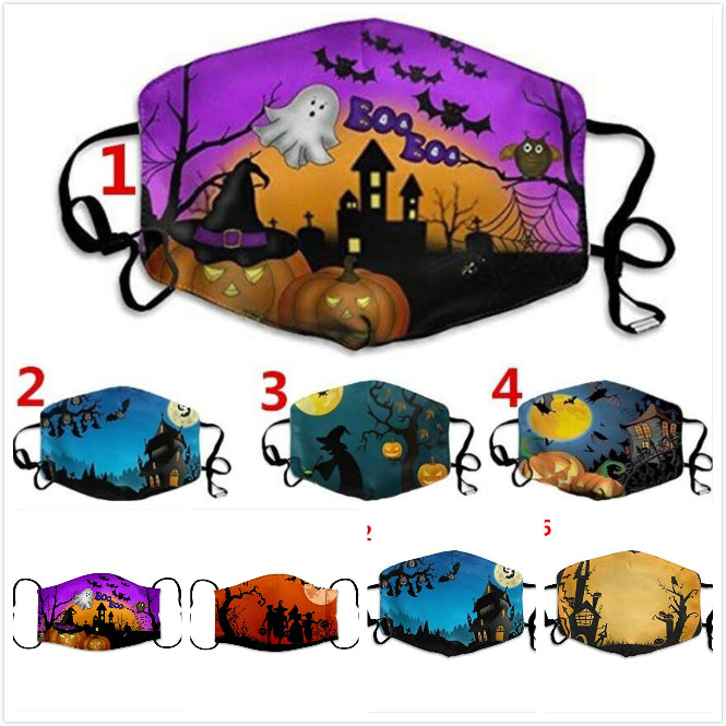 Designer Halloween Face Mask Fashion Cotton Reusable Face Masks Adult Adjustable Ear Buckle Mask Soft Breathable Anti dust fog Mouth masks