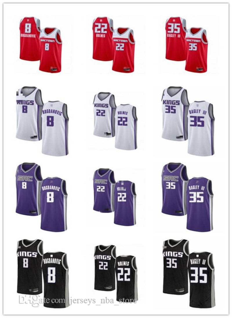 Men Women Youth&#13;Sacramento&#13;Kings&#13;8 Bogdan Bogdanovic 35 Marvin Bagley III 22 Richaun Holmes Purple custom Basketball Jersey 05