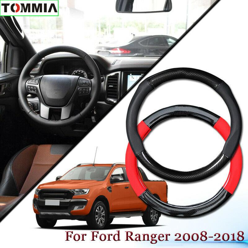 Anti-Slip Carbon Fiber Leather Car Steering Wheel Cover For Ford Ranger 2008-18