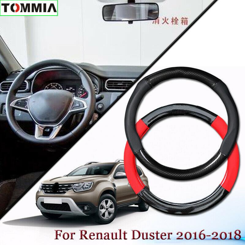 Anti-Slip Carbon Fiber Leather Car Steering Wheel Cover For Renault Duster 2016-20