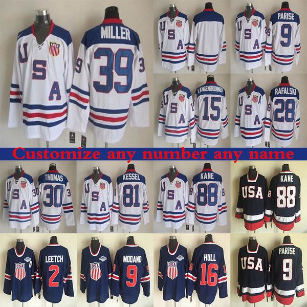 USA Teams CCM Vintage version jersey KANE 39 MILLER 81 KESSEL 9 PARISE 16 HULL 9 MODANO 30 THOMAS MILLER Throwback Retro Hockey jerseys