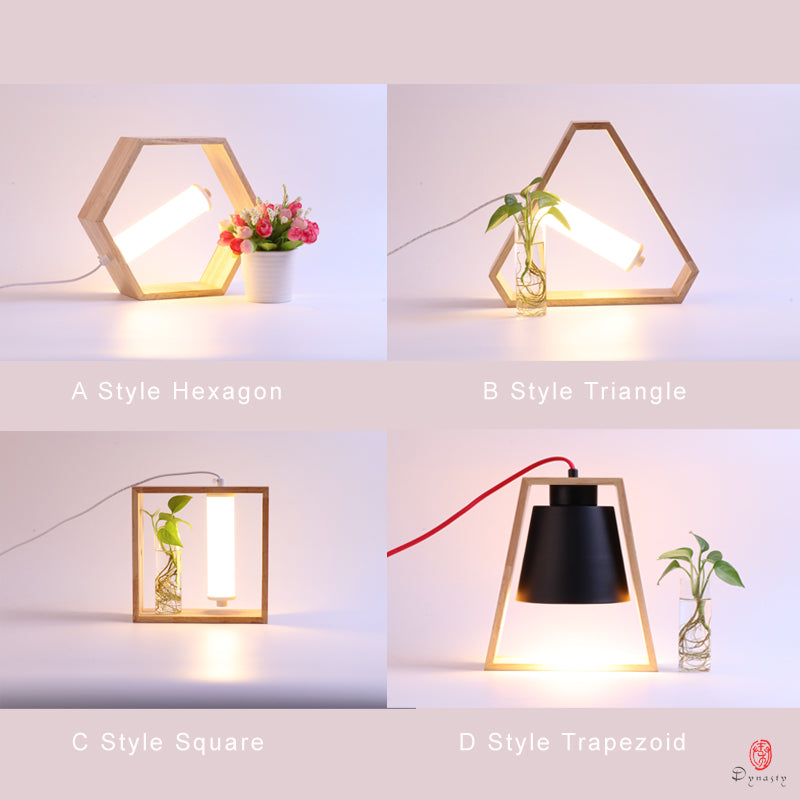 Decorative LED Table Lamps Wooden Geometry Shape Dimmer Night With 5V USB Port Desk Lights Home Ornament Lighting Fixture Free Ship