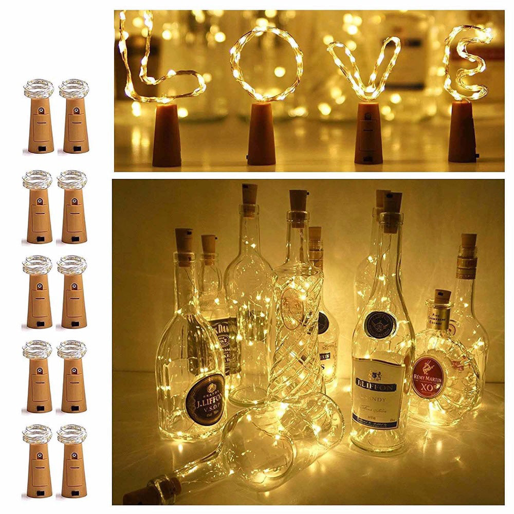 2M 20LED Wine Bottle Cork Lights Copper Wire String Lights For DIY Christmas Halloween Wedding Festival Party Starry Lights Decoration