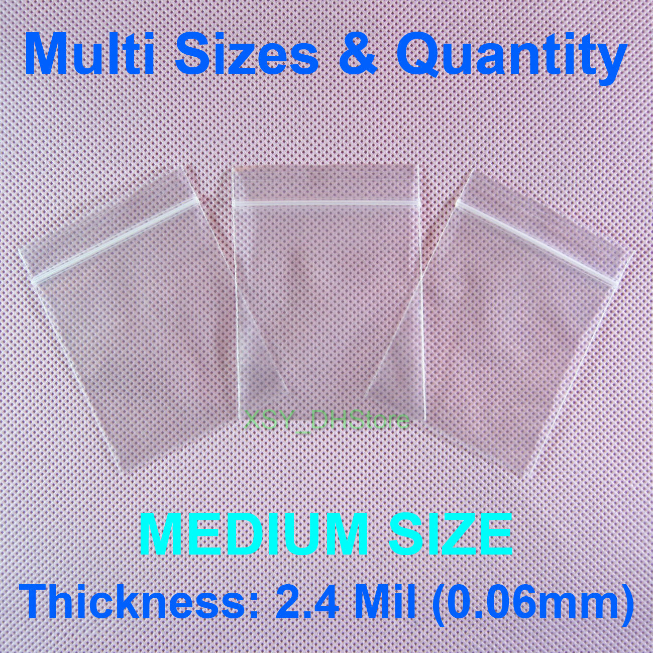 Multi Sizes & Quantity 2.4 Mil Poly Zipper Bags MEDIUM SIZE Inches (4.3 to 6.7) x (6.3&quot; - 9.8&quot;) Plastic Packing (11 17cm) * (160 250mm)