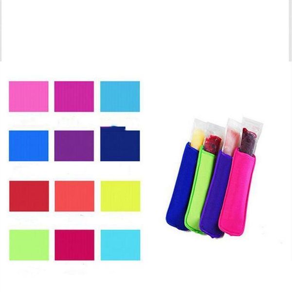 Popsicle Holders Sleeve Solid Color Pop Ice Sleeves Neoprene Freezer Holders Ice Bag Kids Summer Ice Cream Holder Kitchen Tools