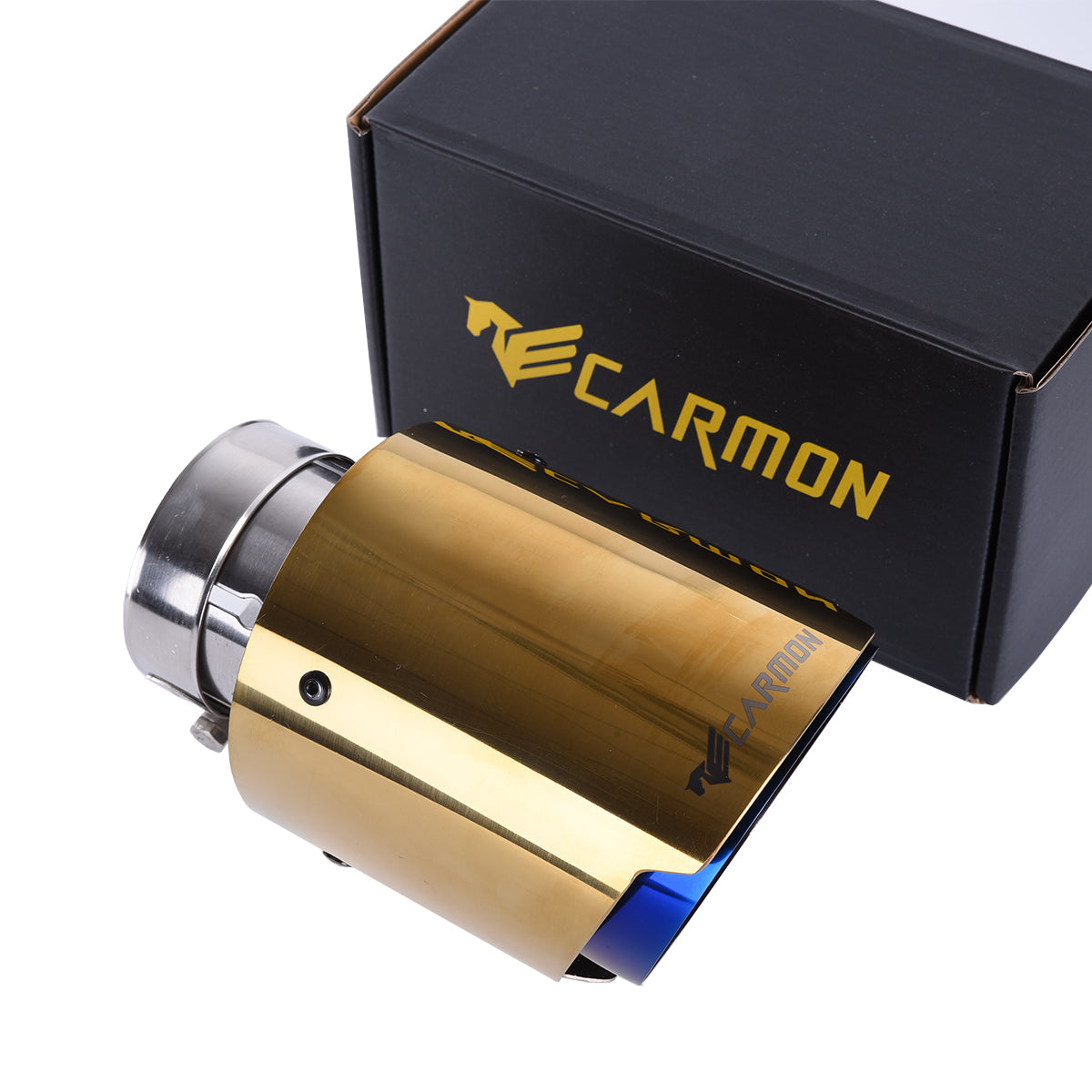 Car Universal carmon golden Stainless Steel Exhaust Tip with burnt blue Color End Pipe for BMW BENZ Audi VW Golf Parts