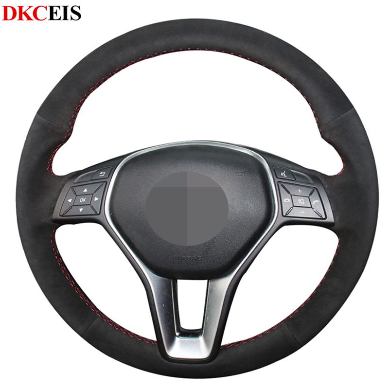 DIY Hand-stitched Black Soft Suede Car Steering Wheel Cover for Mercedes Benz A-Class 2013-2015 B-Class 2014 2013 2012 2011 CLA
