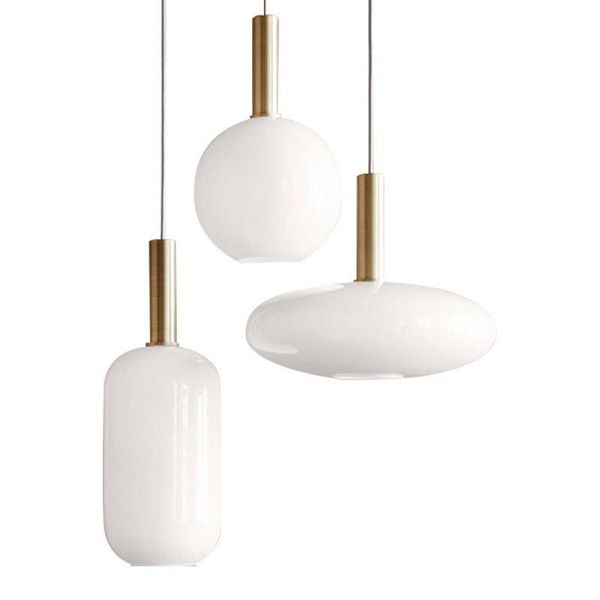 Milk Glass Pendant Lamp Round Oval Cylinder Hotel Restaurant Lounge Study Office Bedroom Metal Creative Hanging Lighting