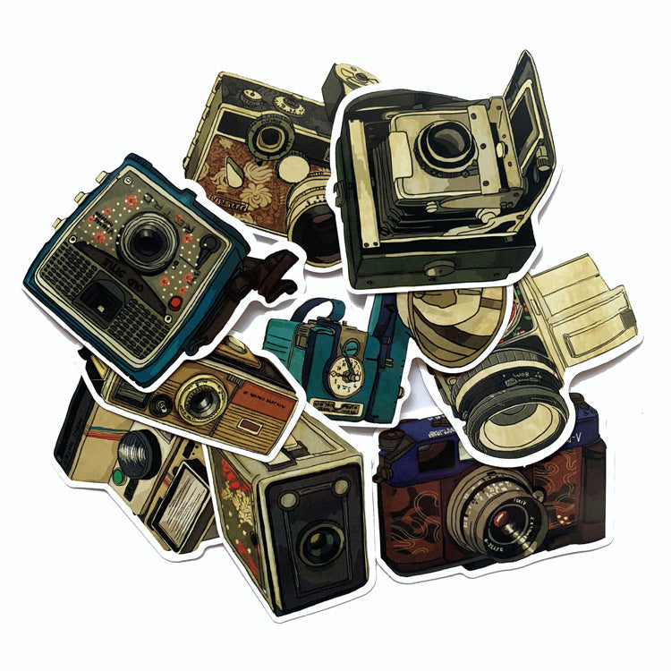 10 Sets=90PCS Retro Camera Sticker Skateboard Refrigerator Water Cup Waterproof Sticker