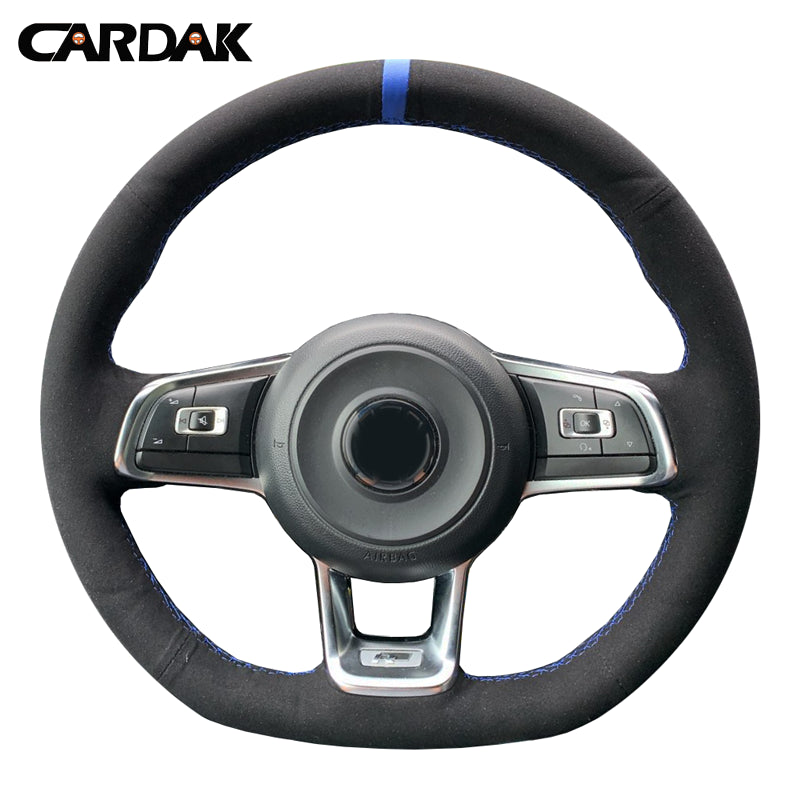 Black Suede Car Steering Wheel Cover for Volkswagen Golf 7 GTI Golf R MK7 Polo Scirocco 2015 2016