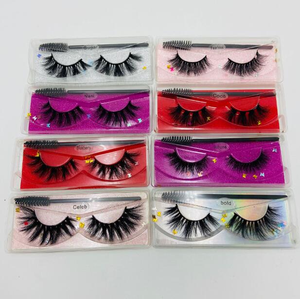 Handmade 3D Mink Hair Fake Lashes Thick Long 20mm False Eyelashes Extensions Eye Makeup Accessory with Lashes Brush Soft & Vivid DHL Free