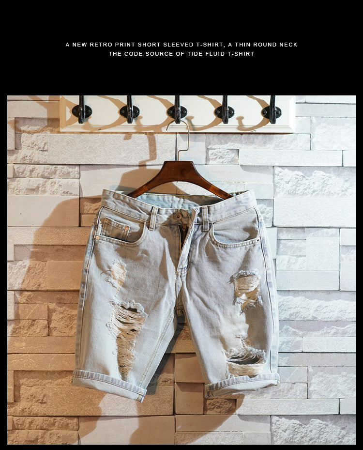 Cultivate one&#039;s morality men&#039;s jeans straight summer youth 5 minutes of pants