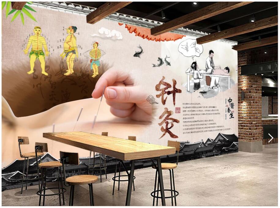 custom photo wallpaper 3d mural on the wall Traditional Chinese Medicine Health Acupuncture home decor wallpaper in the living room