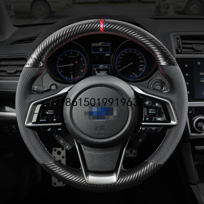 Carbon Fiber Black Leather Hand sewing Car Steering Wheel Cover for Subaru XV BRZ WRX Forester Legacy outback impreza