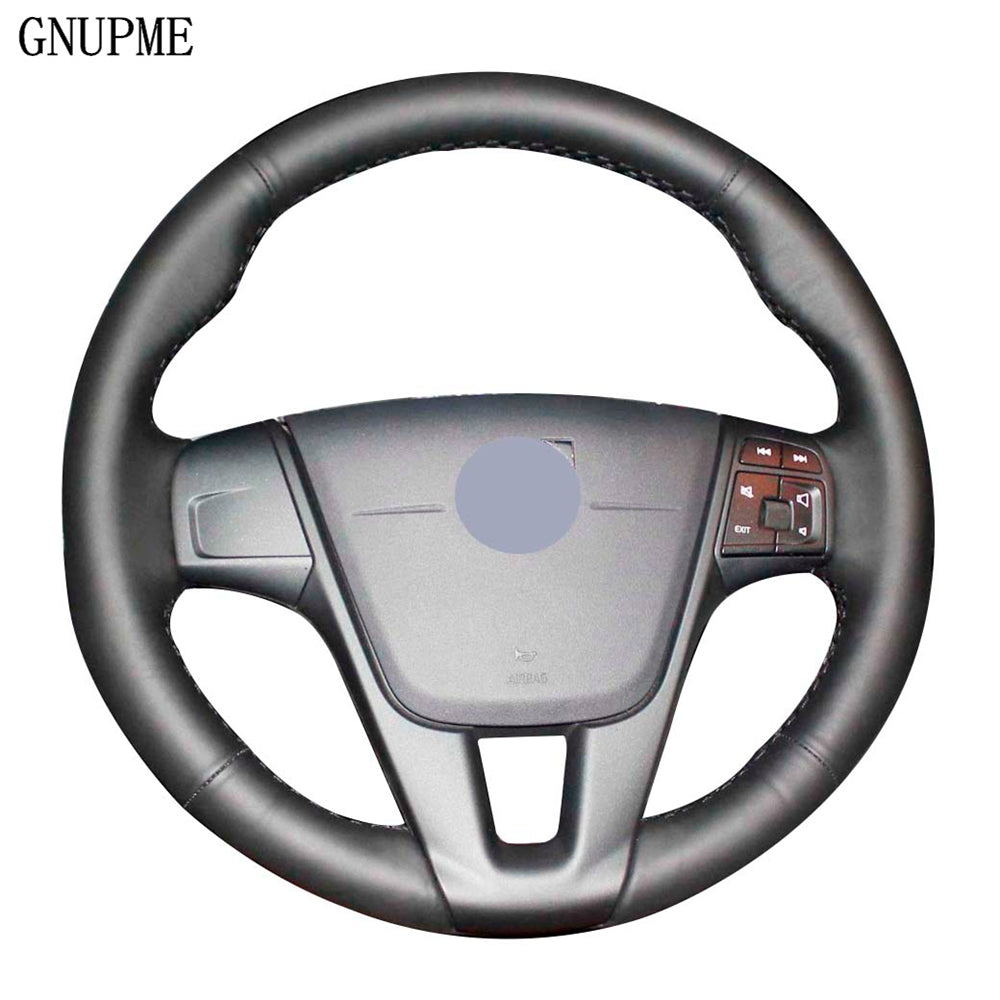 DIY black Hand-Stitched Artificial Leather Car Steering Wheel Covers for VOLVO S60 2011-2014 V40 V60 XC60 2013-2017 car accessories