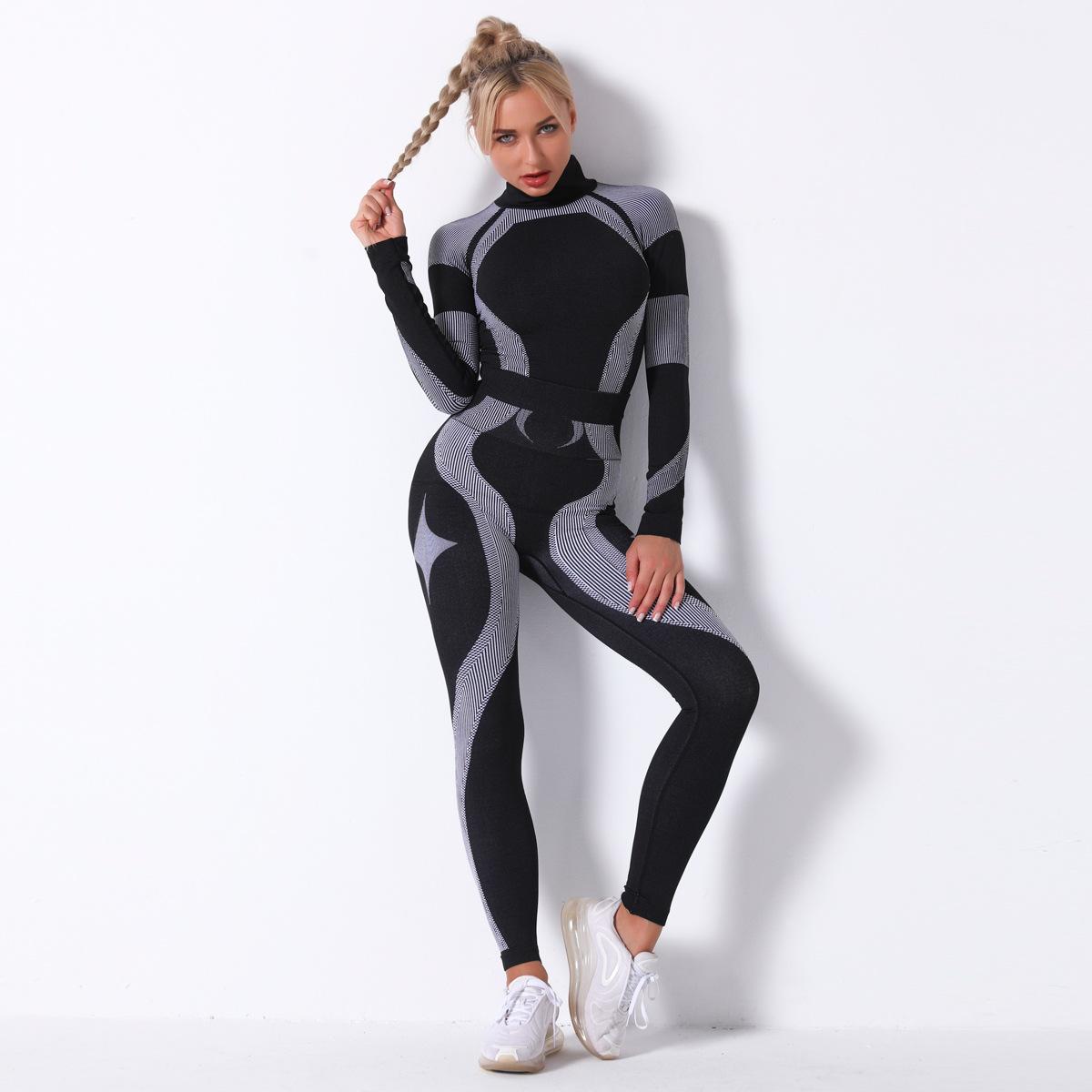 Teach wear Yoga Sportswear Outfits Tracksuits winter Womens Two Piece set Gym Leggings long sleeve t shirts active Suit Fitness Tracksuit for woman