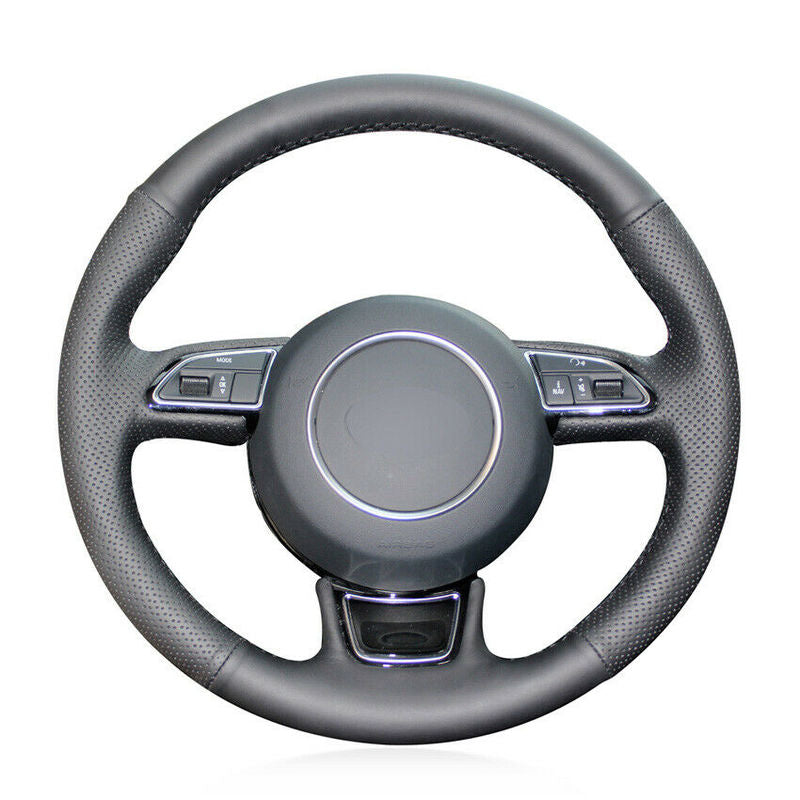 diy Hand sewing customization Black Artificial Leather Car Steering Wheel Cover for Audi A1 A3 A5 car accessories
