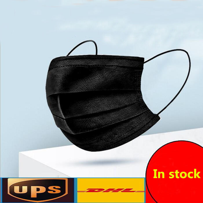 DHL free shipping Disposable Face Masks black pink white with Box with Elastic Ear Loop 3 Ply Breathable Dust Air Anti-Pollution Face Ma
