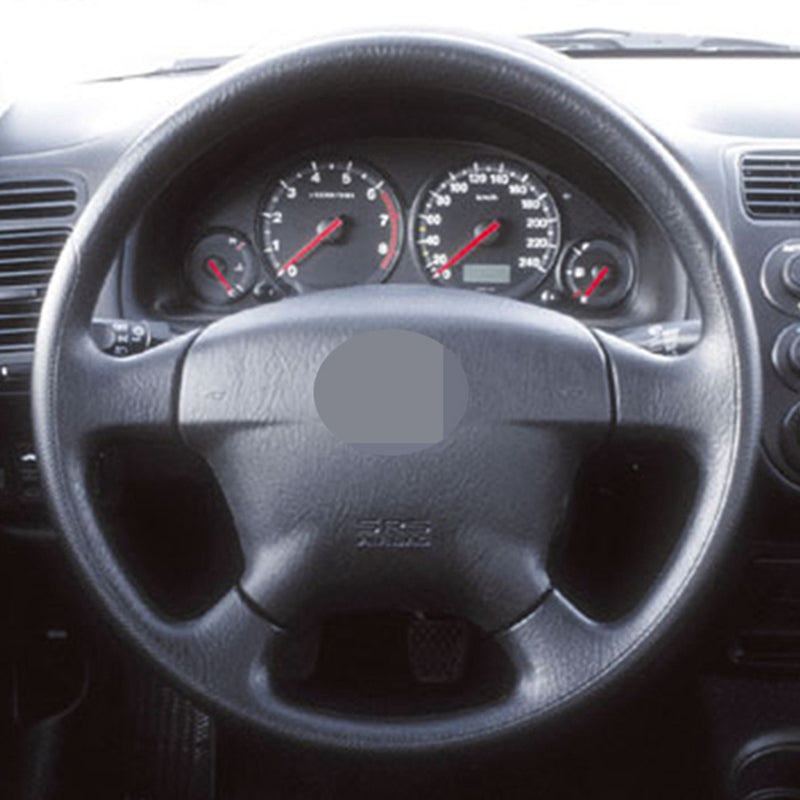 DIY Hand-stitched Black Genuine Leather Car Steering Wheel Cover for Honda Civic Hybrid 2003 Civic 2001 2002