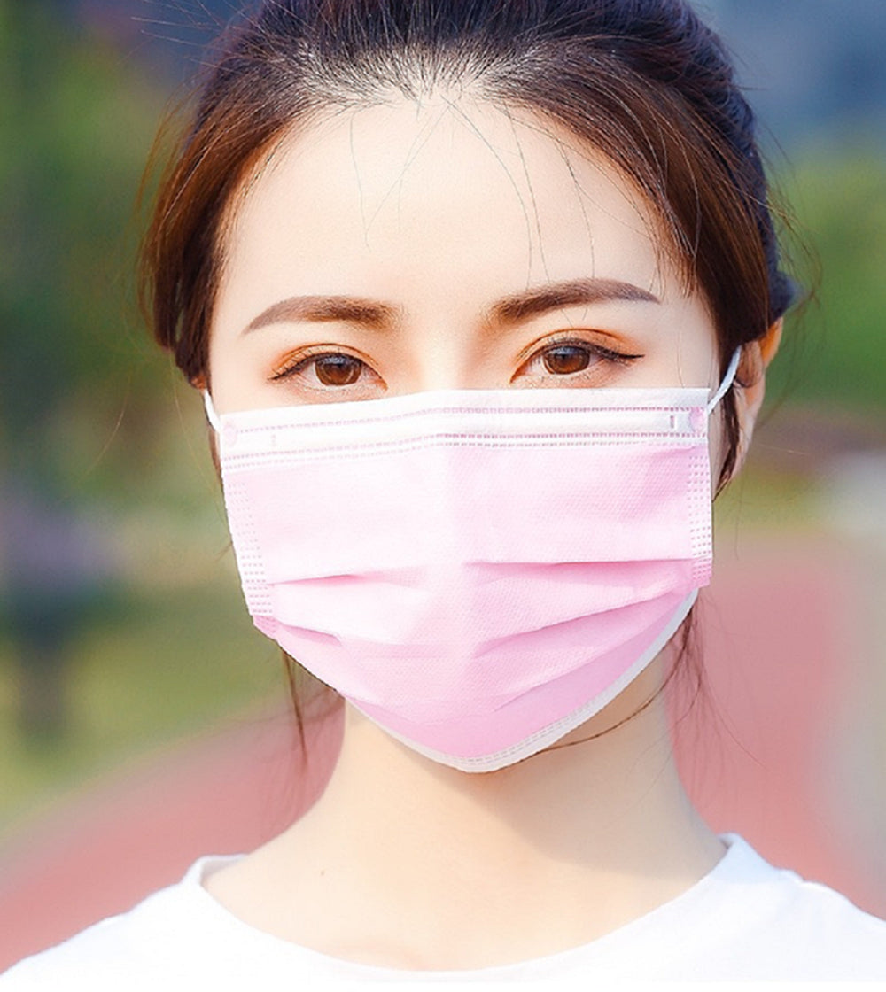 DHL Free Shipping! Disposable Mask Pink Color Non-woven Mouth Cover 3Ply Face Mask with Elastic Ear Band Protective Masks Outdoor