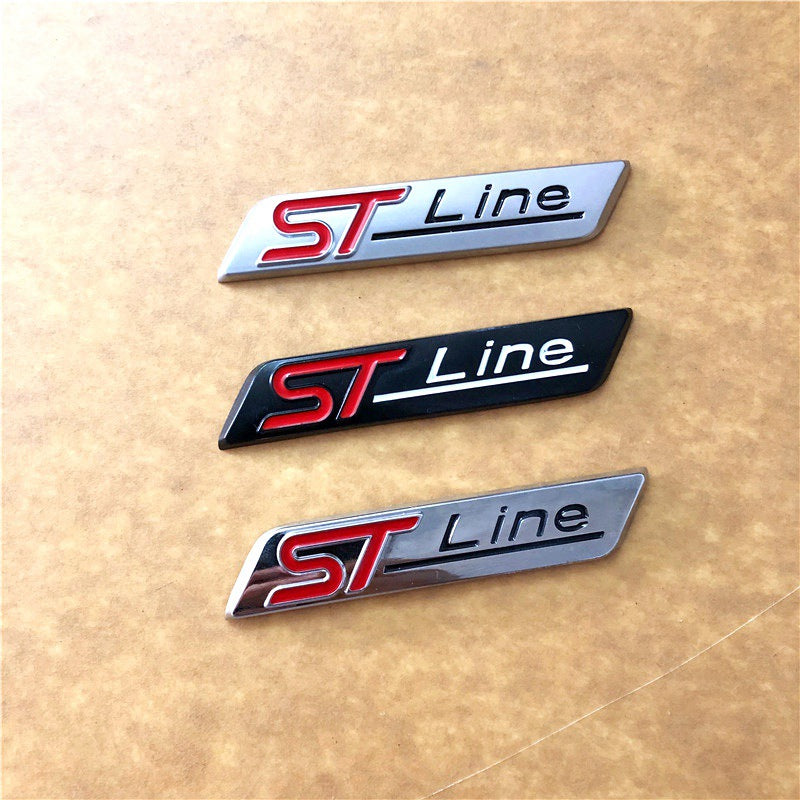 Metal STline ST line Car Emblem Badge Auto Decal 3D Sticker Emblem for Ford Focus ST Mondeo Chrome Matt Silver Black
