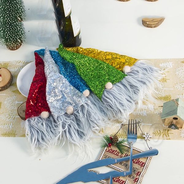 Christmas Santa Wine Cover Beer Bottle Cover Cartoon Sequin Santa Christmas Decoration Creative Wine Cover Party SuppliesT2I51430