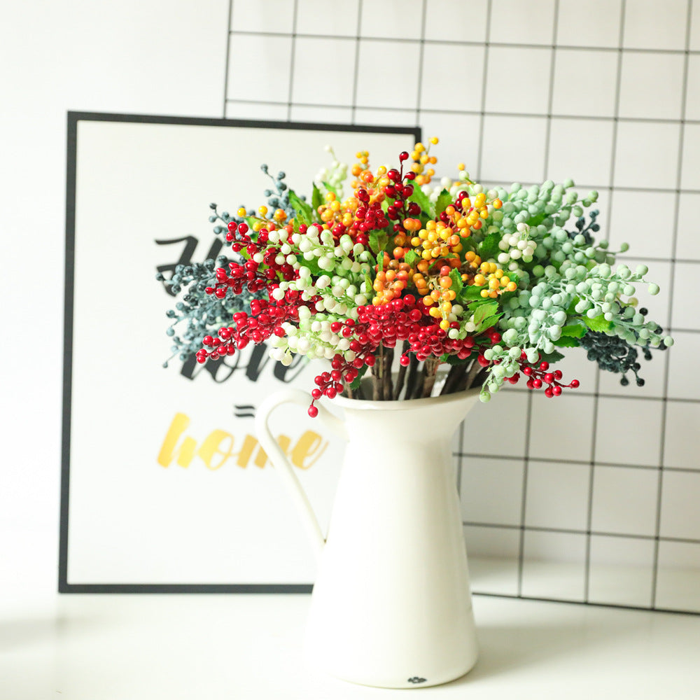 Fake Artificial Flowers Home Decoration 5heads Simulation Berry Fake Plants For Wedding Party Decoration Berry Artificial Plants
