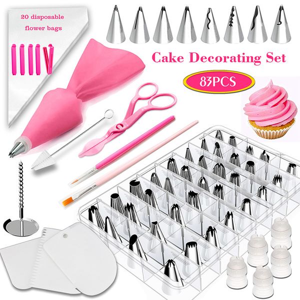 83pcs-set Cake Turntable Set Multifunction Cake Decorating Kit Pastry Tube Fondant Party Kitchen Dessert Baking Supplies#15