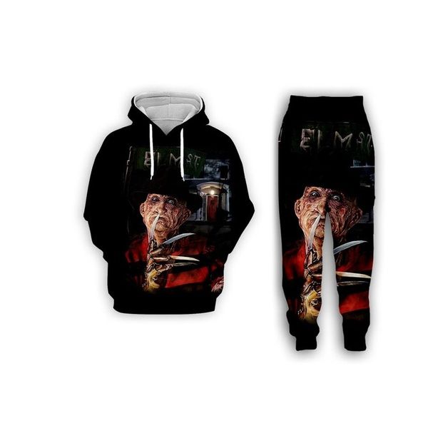 New Fashion Mens-Womens A Nightmare on Elm Street Freddy Krueger Funny 3D Print Casual Hoodie+Pants S297