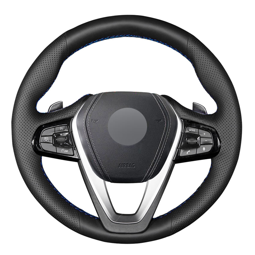 Black PU Faux Leather DIY Car Steering Wheel Cover for BMW G20 G30 G31 530i 540i 530e G32 G11 G12 X3 X4 X5 X7 2017-2019