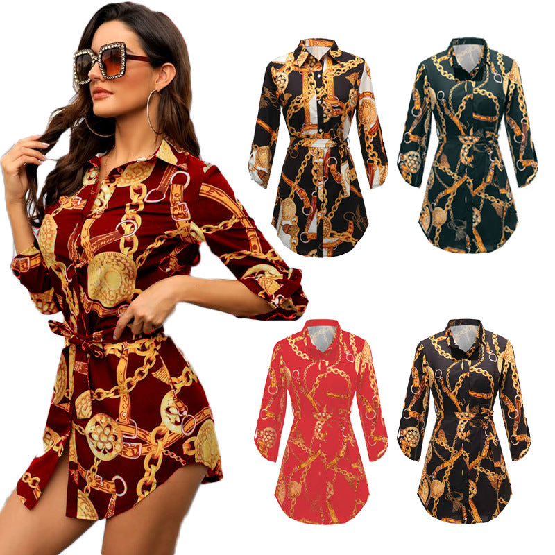 Women Blouses S-6XL Autumn Winter Clothes Printing Turn-down Collar Plus Size Tops Female Shirts Long Sleeve Oversize Multicolor