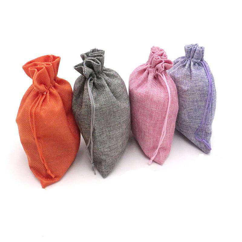 50PCS natural recyclable jute linen drawstring bag packaging 7X9CM candy wedding party gift bag jewelry storage bag