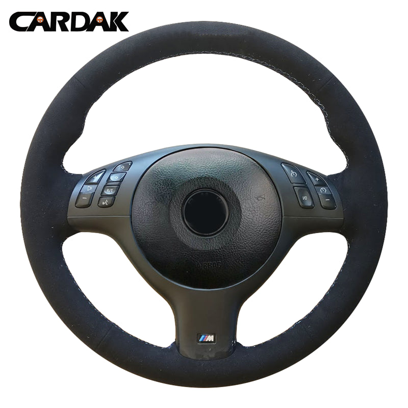 Black Suede Car Steering Wheel Cover for BMW E46 M3 E39 330i 540i 525i 530i 330Ci 2001 2002 2003