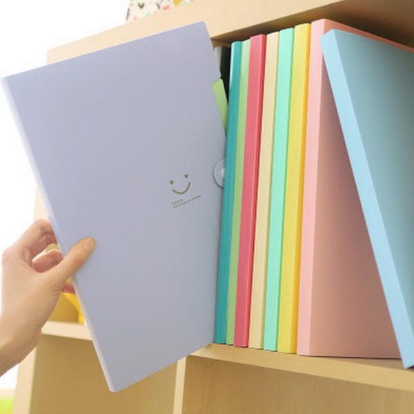 A4 Kawaii Carpetas Filing Supplies Smile Waterproof File Folder 5 Layers Document Bag Office Stationery LX3232