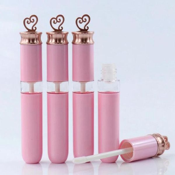 DIY Heart Shape 7ml Empty Lipgloss Tubes Plastic Pink Lip Gloss Bottle Liipstick Lipgloss Refillable Bottles Containers Makeup Packaging
