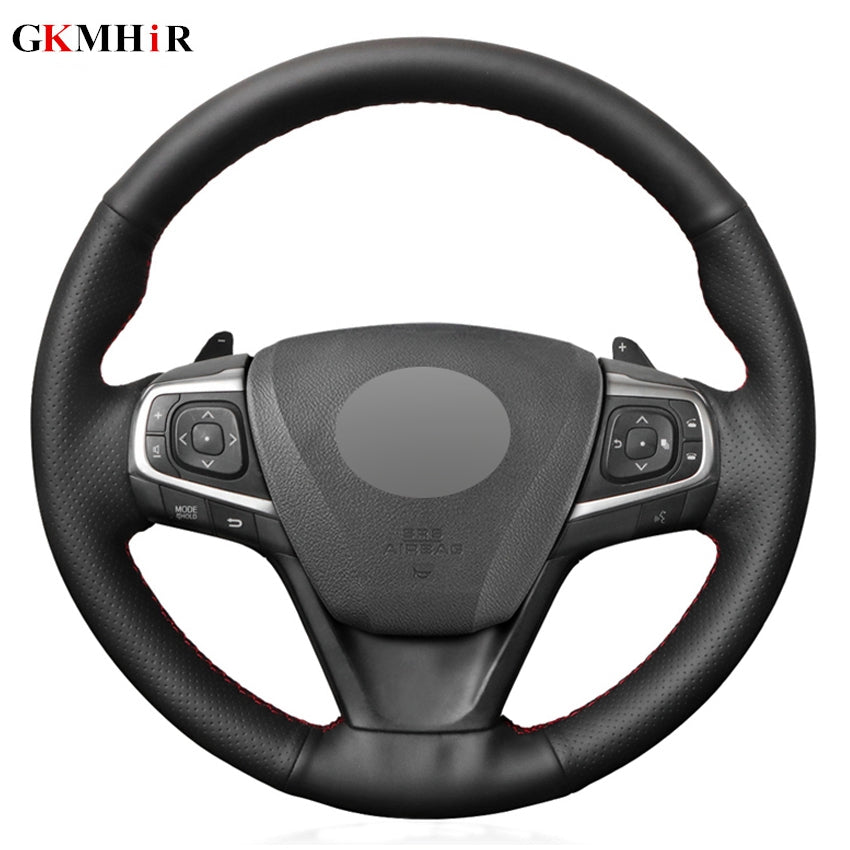 Black Leather Car DIY Hand-stitched Steering Wheel Cover for Toyota Camry 2015 2016 2017 Avalon 2013-2018