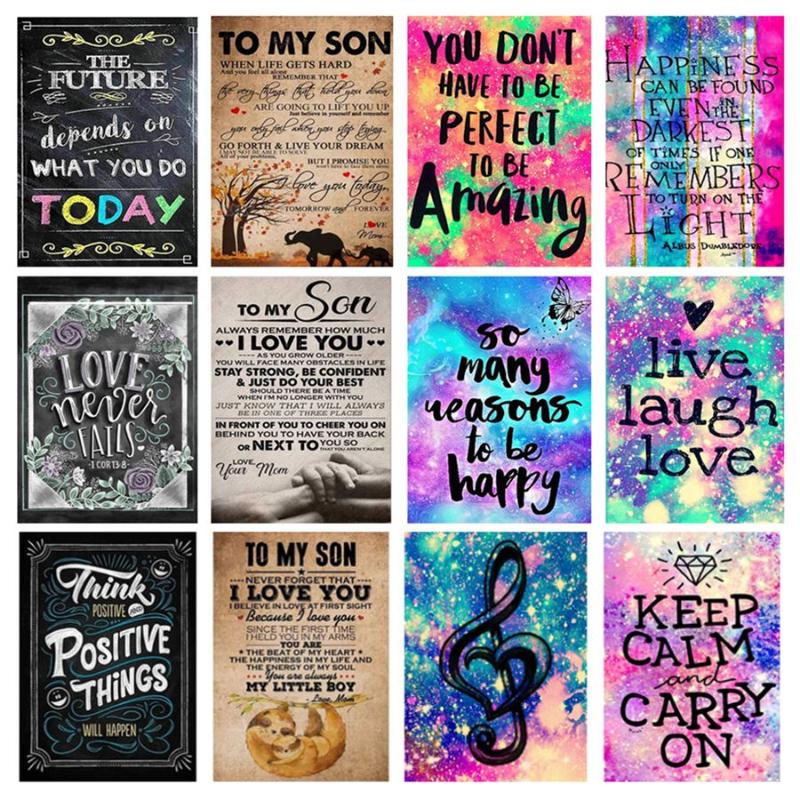 Diamond Painting Sweet Home DIY 5D Full Round Drill Diamond Paint Colored Texts Cross Stitch Kits Crystal Rhinestone Arts