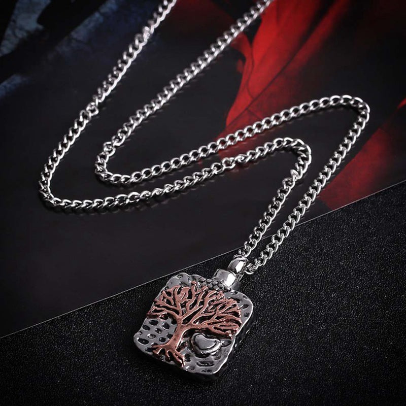 Pendant Necklaces Fashion Tree Of Life Cremation Necklace Chain Screw Perfume Locket Bone Bottle Urn Ashes Keepsake Jewelry