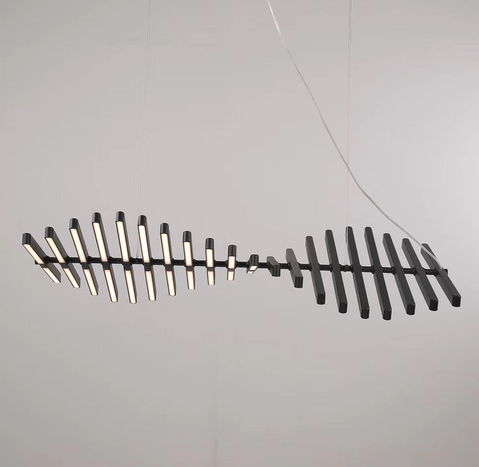 Nordic Living Room Lamp LED Chandelier lighting Fishbone Designer Dining Hanging Lights Modern Novelty Office Loft Restaurant Decor Ceiling Pendant