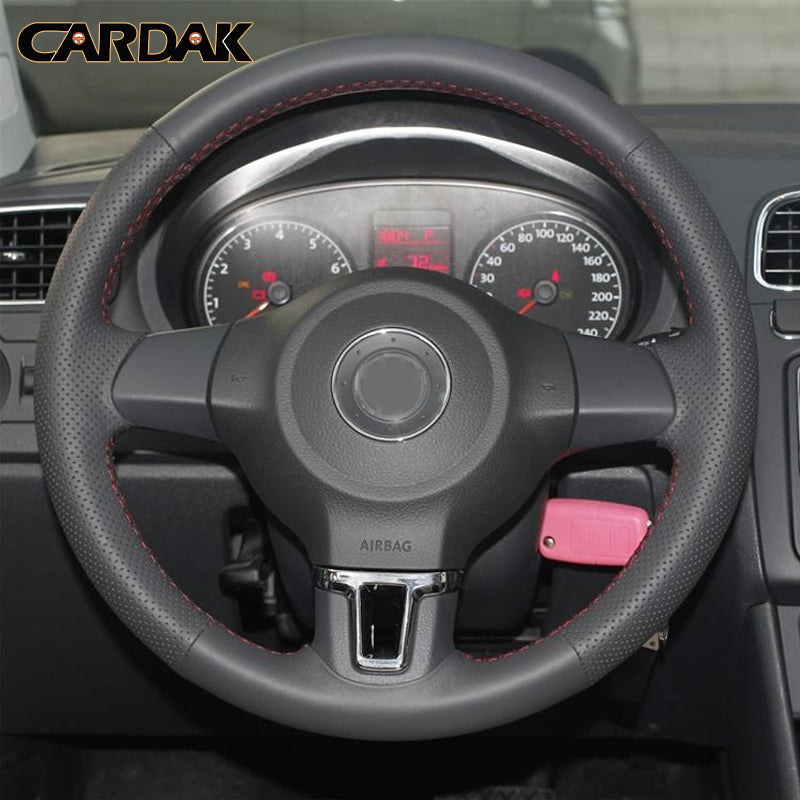 Car accessories Leather Hand-stitched Car Steering Wheel Covers For Volkswagen Golf 6 Mk6 Polo MK5 2010-2013 car accessories