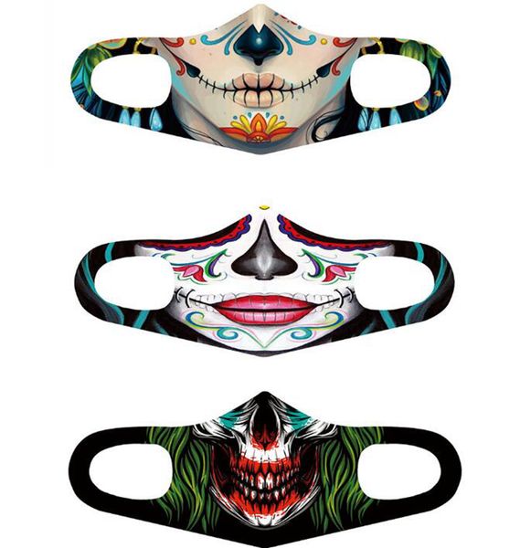 Classic Cosplay 3D Printed Face Mask Ice silk cotton 3D sports Cycling masks Washable Mouth Masks Anti smog Halloween Mask GGA3736-1