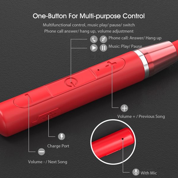 FreeShipping Earphone Bluetooth5.0 Wireless Headset Magnetic Neckband Earphones IPX5 Waterproof Sport Earbud with Noise Cancelling Mic