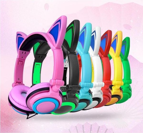 Cosplay Cat Ear Foldable Flashing Glowing Children&#039;s headsets Gaming Headphone LED light Over on Ear Earphones For PC Laptop Computer P
