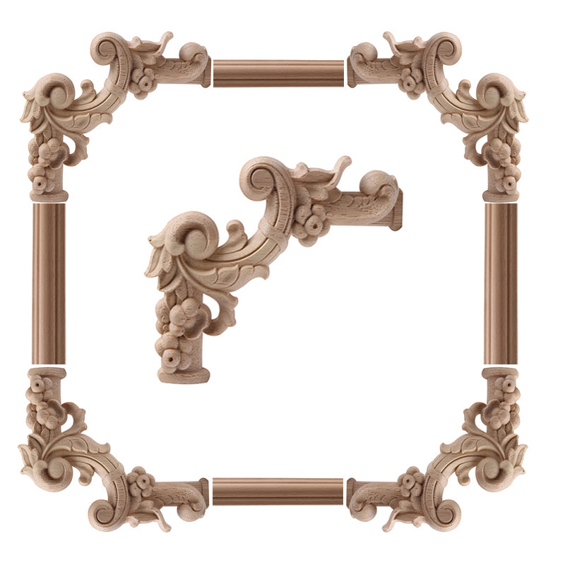 Wood Figurines Onlay Wood Decal Applique Carved Retro Antique Large Long Floral Rubber Window Cabinet Home Furniture