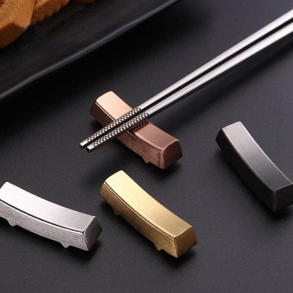 4 color Chinese Chopstick Rest Traditional Irregular Square 304 Stainless Steel Chopsticks Holder Rack Frame Kitchen Tool