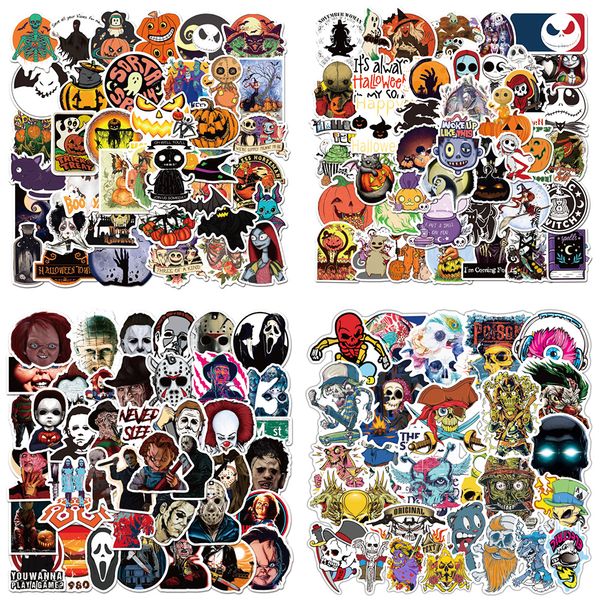 50 PCS 7 Styles Halloween Stickers Graffiti Horror For Car Skateboard Laptop Fridge Helmet Stickers Pad Bicycle Bike Motorcycle Notebook Gui