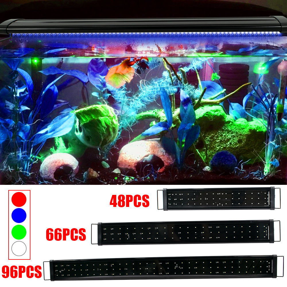 [US]18W 66LED Full Spectrum Aquarium Light with Aluminum Alloy Shell Extendable Brackets External Controller for Freshwater Fish Tank
