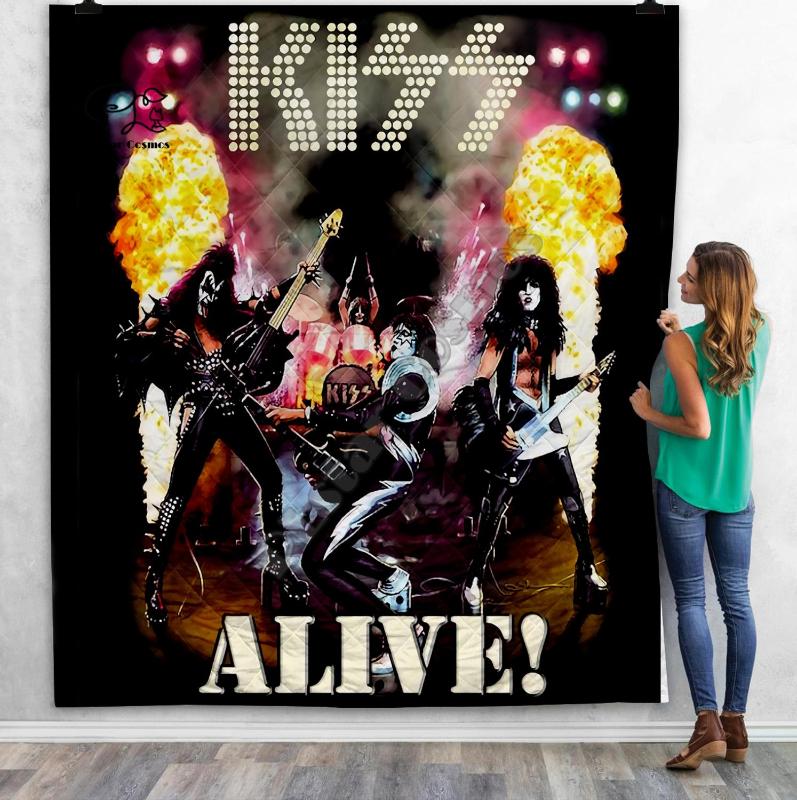 KISS Rock&Roll All Nite Party 3D Quilt Blanket For Kids Adult Bedding Throw Soft Warm Thin Blanket With Cotton Quilt style-1